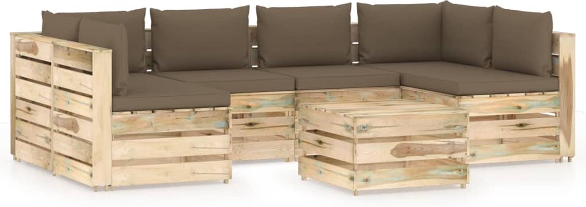 Vidaxl 7-delige Loungeset Met Kussens Geïmpregneerd Hout - Bruin