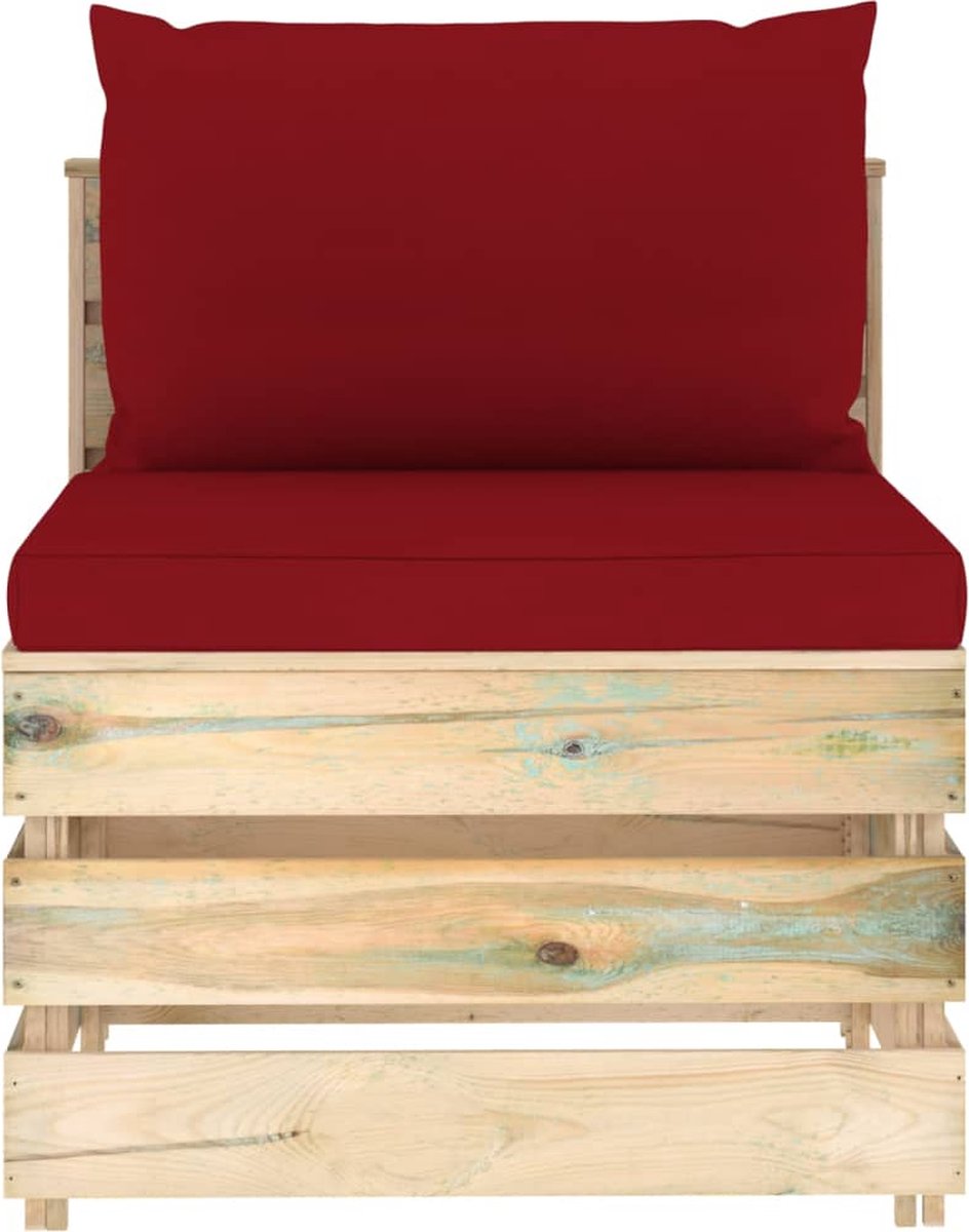 Vidaxl 9-delige Loungeset Met Kussens Geïmpregneerd Hout - Rood