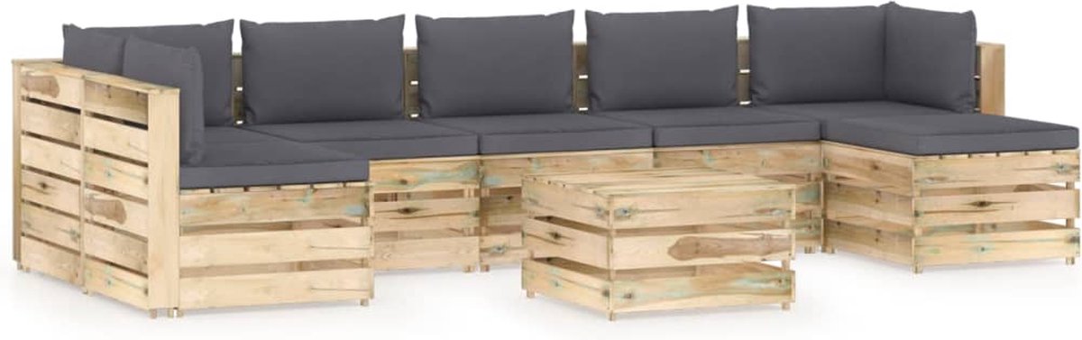 Vidaxl 8-delige Loungeset Met Kussens Geïmpregneerd Hout - Groen