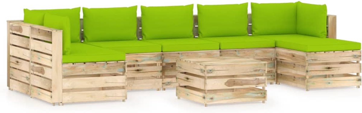 Vidaxl 8-delige Loungeset Met Kussens Geïmpregneerd Hout - Groen