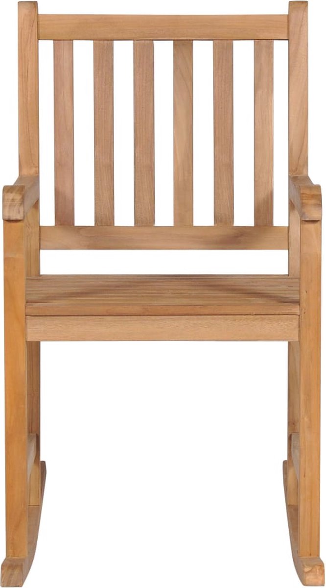 Vidaxl Schommelstoel Met Antracietkleurig Kussen Massief Teakhout - Bruin