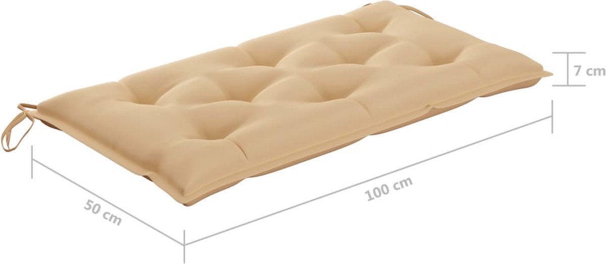 Vidaxl Schommelbank 2-zits Met Palmbladeren En Kussen 202 Cm Bamboe - Beige