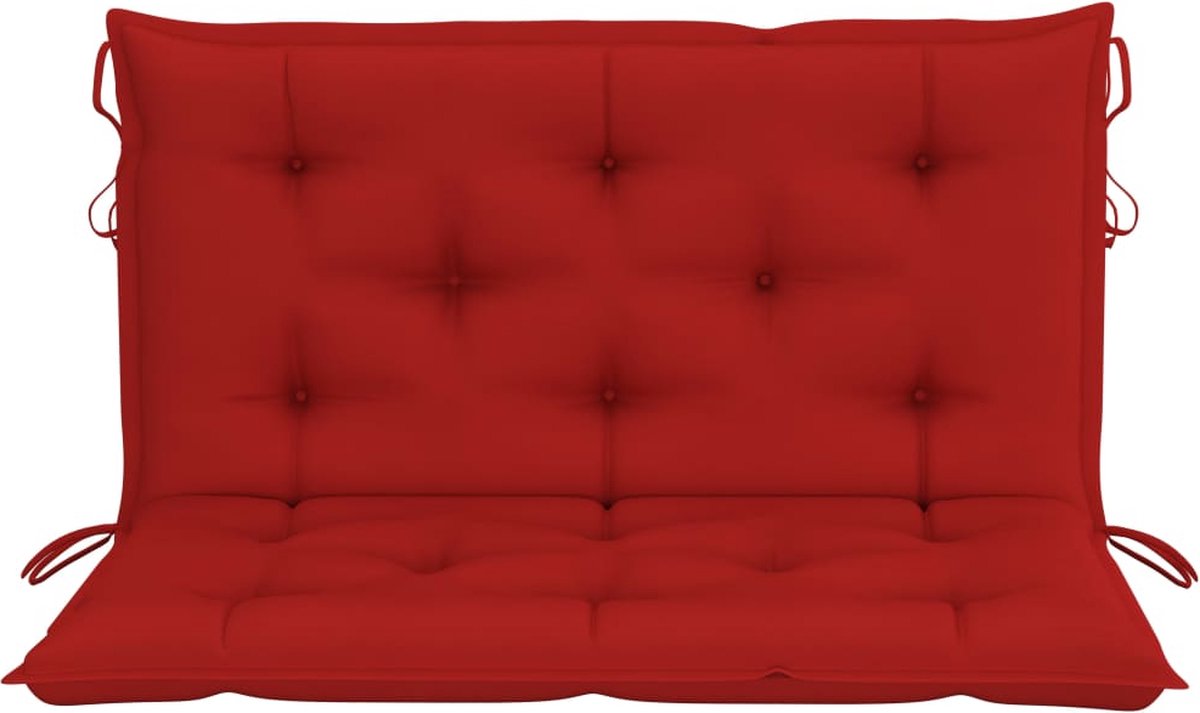 Vidaxl Schommelbank 2-zits Met Palmbladeren En Kussen 202 Cm Bamboe - Rood