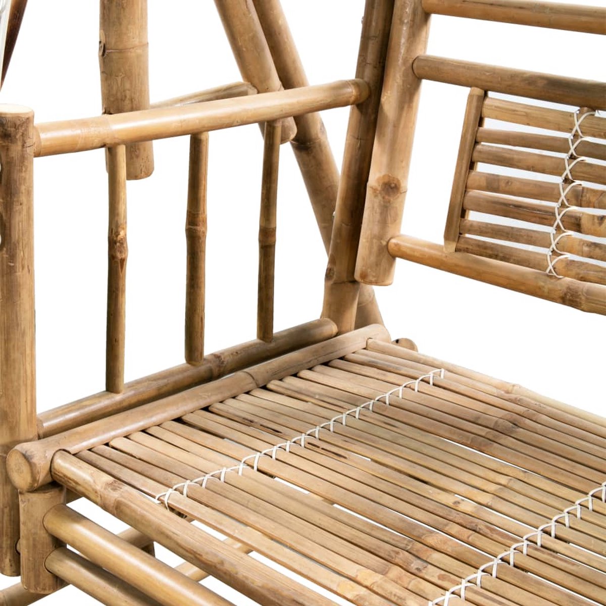 Vidaxl Schommelbank 2-zits Met Palmbladeren En Kussen 202 Cm Bamboe - Blauw