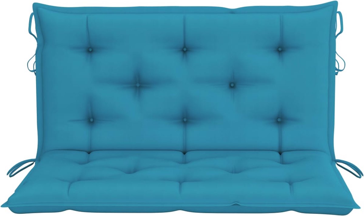 Vidaxl Schommelbank 2-zits Met Palmbladeren En Kussen 202 Cm Bamboe - Blauw