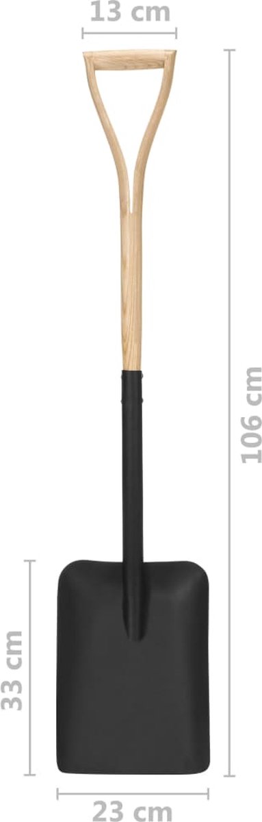 Vidaxl Spade Yd-greep Staal En Essenhout - Zwart