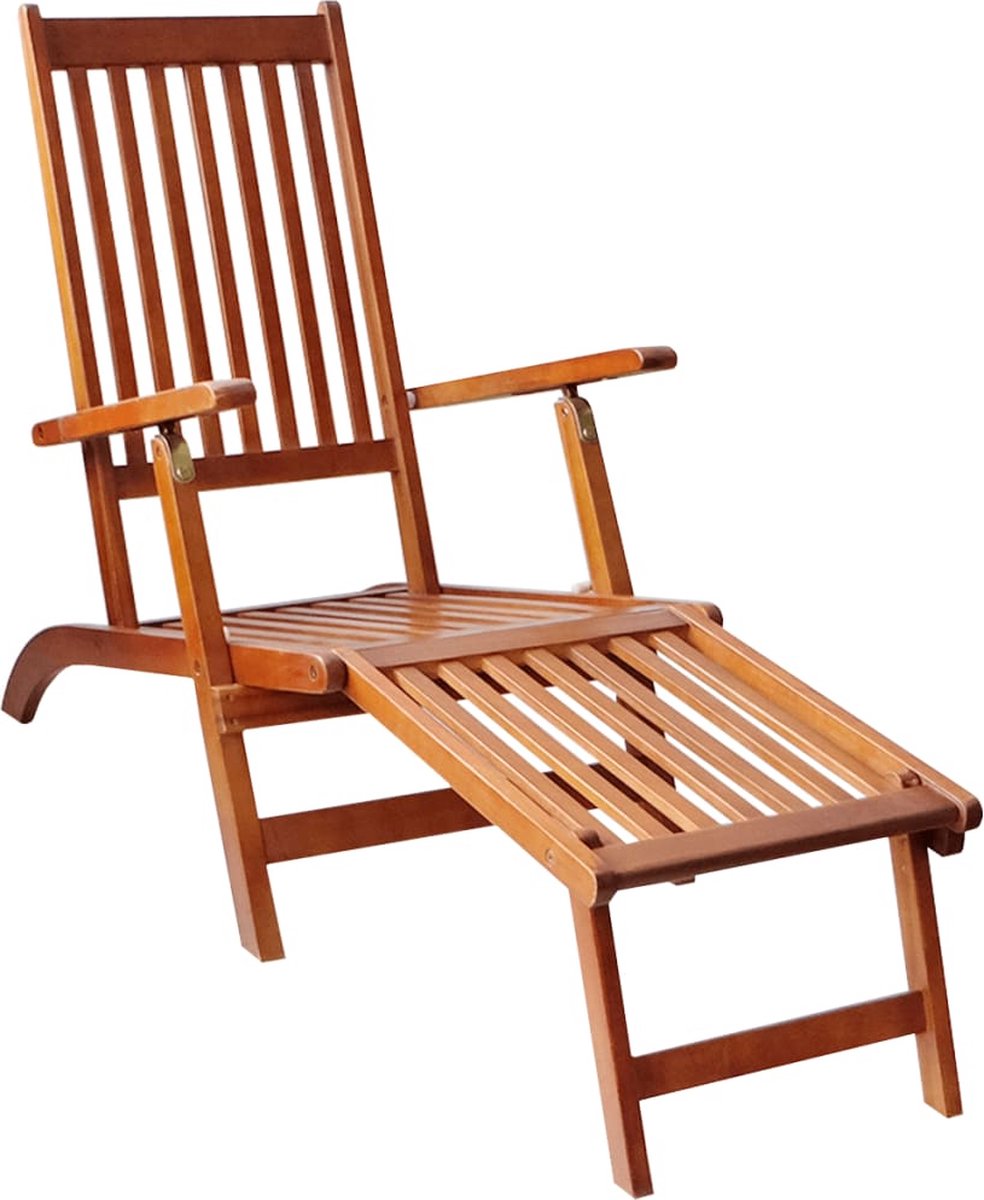 Vidaxl Terrasstoel Met Voetensteun En Kussen Massief Acaciahout - Groen