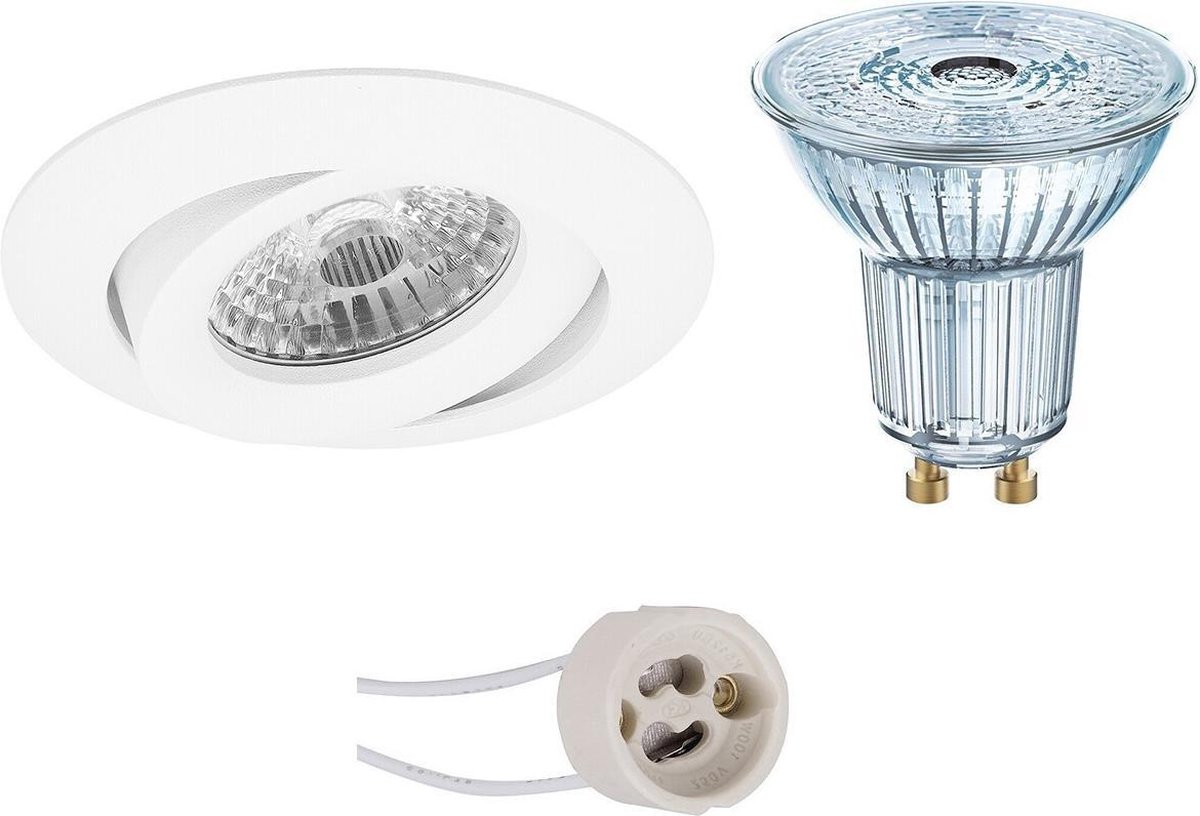 Osram - Led Spot Set - Parathom Par16 930 36d - Pragmi Uranio Pro - Gu10 Fitting - Dimbaar - Inbouw Rond - Mat - - Wit