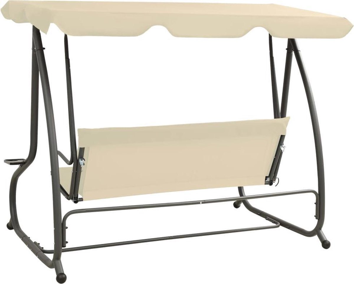 Vidaxl Schommelbank Voor Buiten Met Luifel Zand - Wit