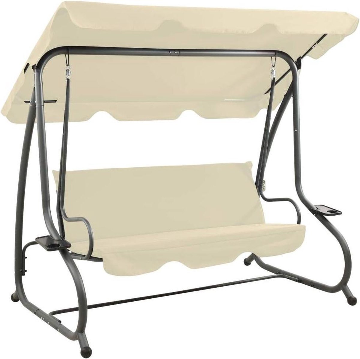 Vidaxl Schommelbank Voor Buiten Met Luifel Zand - Wit