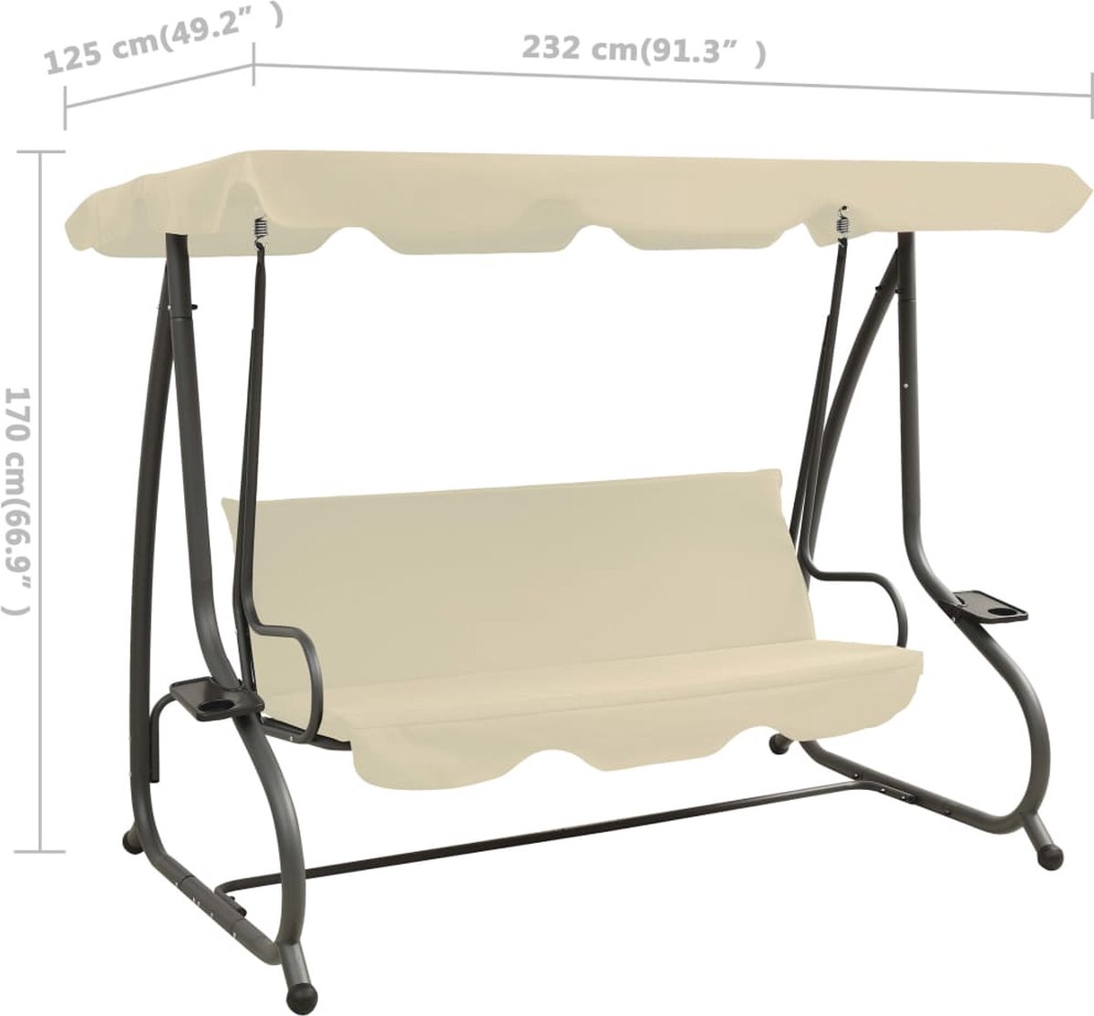 Vidaxl Schommelbank Voor Buiten Met Luifel Zand - Wit