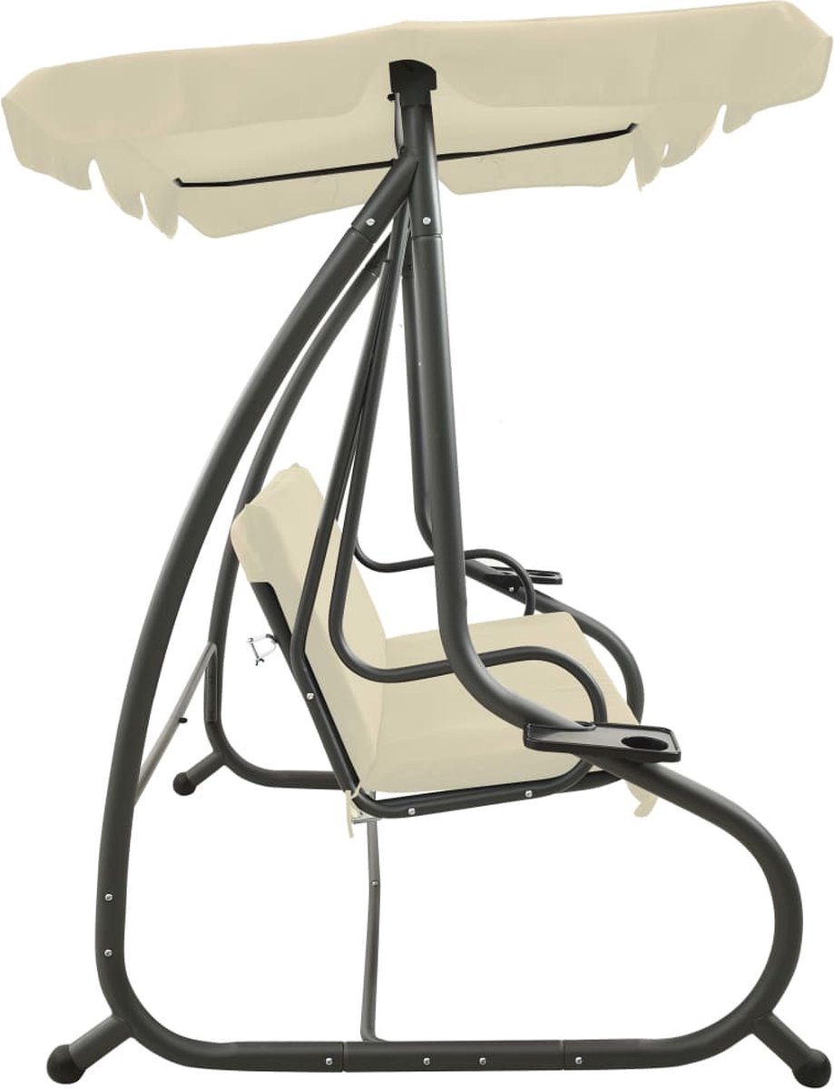 Vidaxl Schommelbank Voor Buiten Met Luifel Zand - Wit