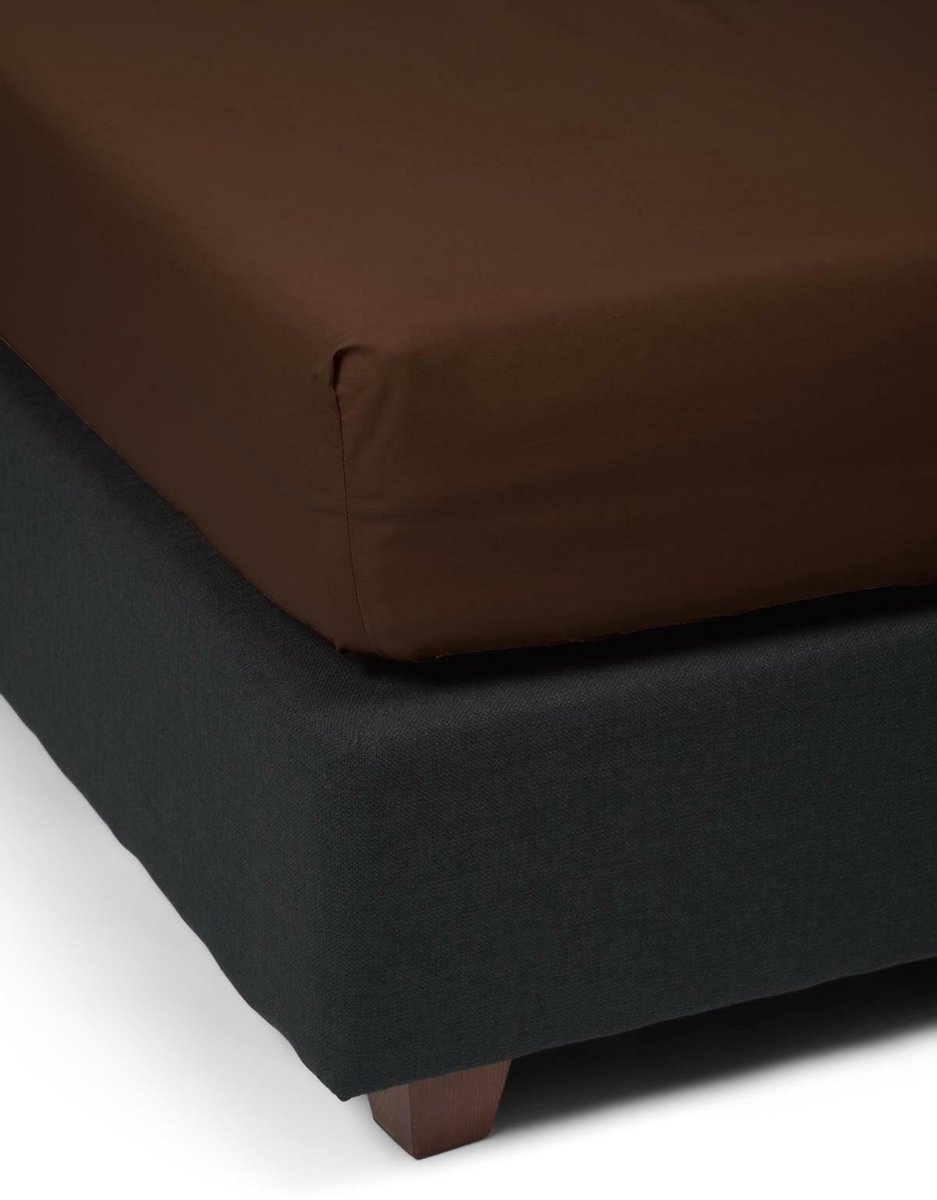 Essenza Premium Percale Hoeslaken 160 x 210 cm - Bruin