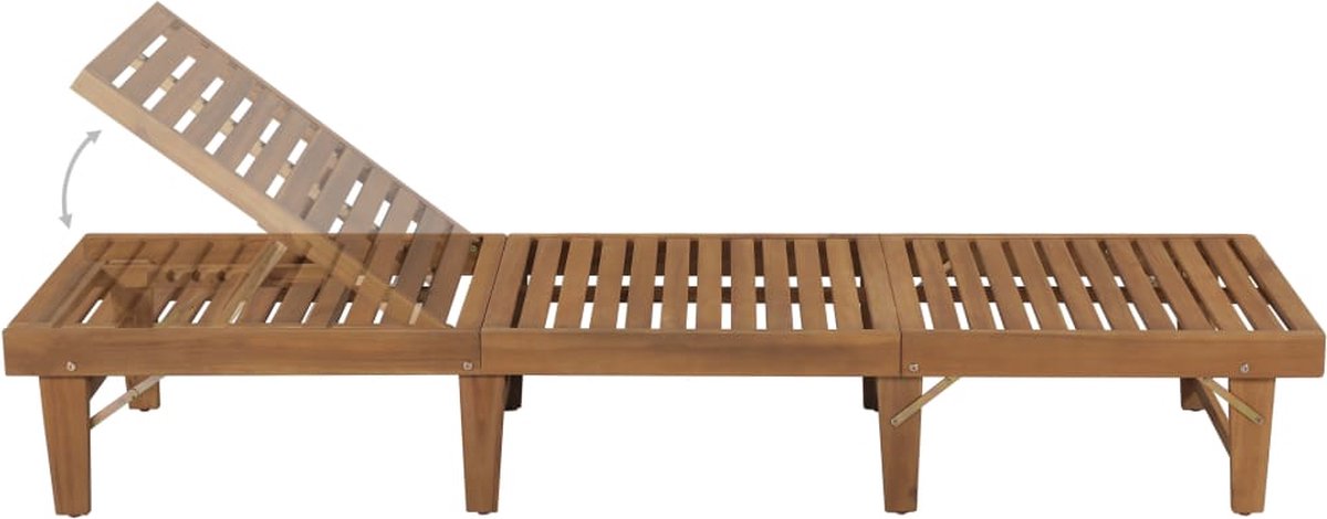 Vidaxl Ligbed Inklapbaar Met Kussen Massief Acaciahout - Zwart