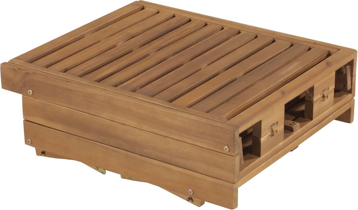 Vidaxl Ligbed Inklapbaar Met Kussen Massief Acaciahout - Zwart