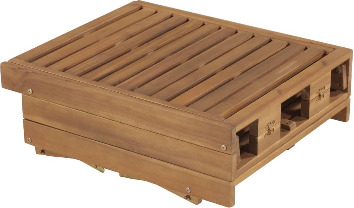 Vidaxl Ligbed Inklapbaar Met Kussen Massief Acaciahout - Bruin