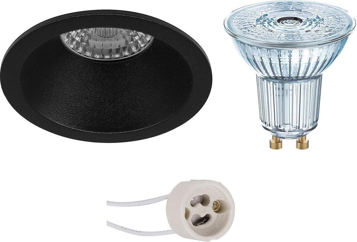 Osram - Led Spot Set - Parathom Par16 930 36d - Pragmi Pollon Pro - Gu10 Fitting - Dimbaar - Inbouw Rond - Mat - - Zwart