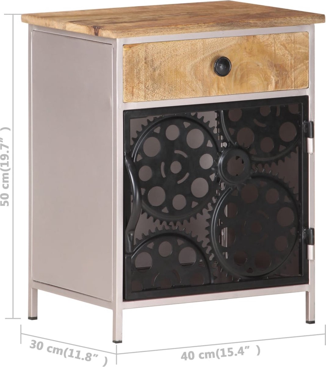 Vidaxl Nachtkastje 40x30x50 Cm Ruw Mangohout - Bruin