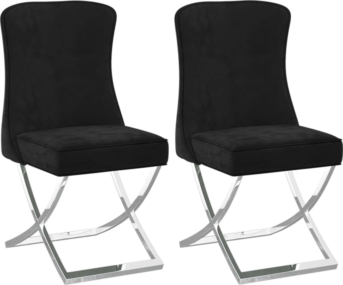 Vidaxl Eetkamerstoelen 2 St 53x52x98 Cm Fluweel - Zwart