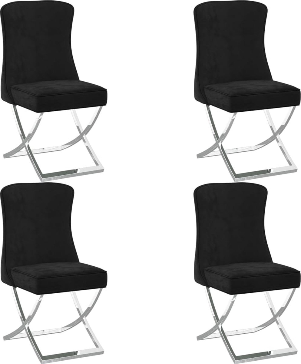 Vidaxl Eetkamerstoelen 4 St 53x52x98 Cm Fluweel - Zwart