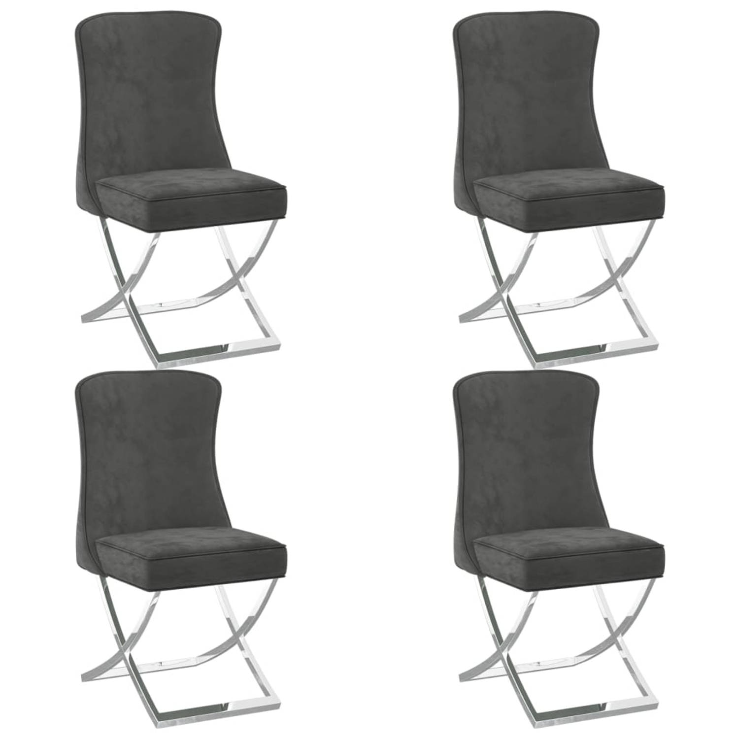 Vidaxl Eetkamerstoelen 4 St 53x52x98 Cm Fluweel - Grijs