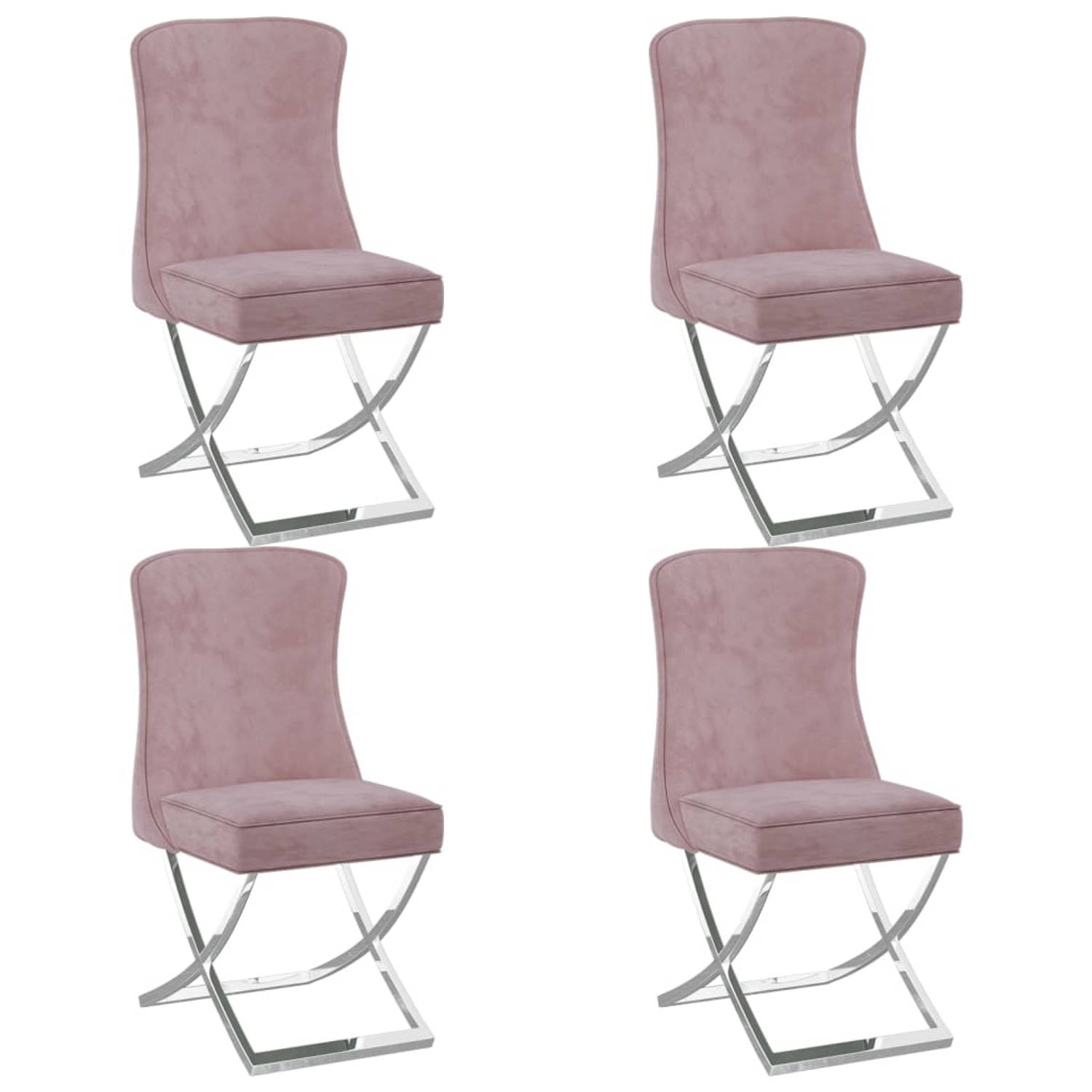 Vidaxl Eetkamerstoelen 4 St 53x52x98 Cm Fluweel - Roze