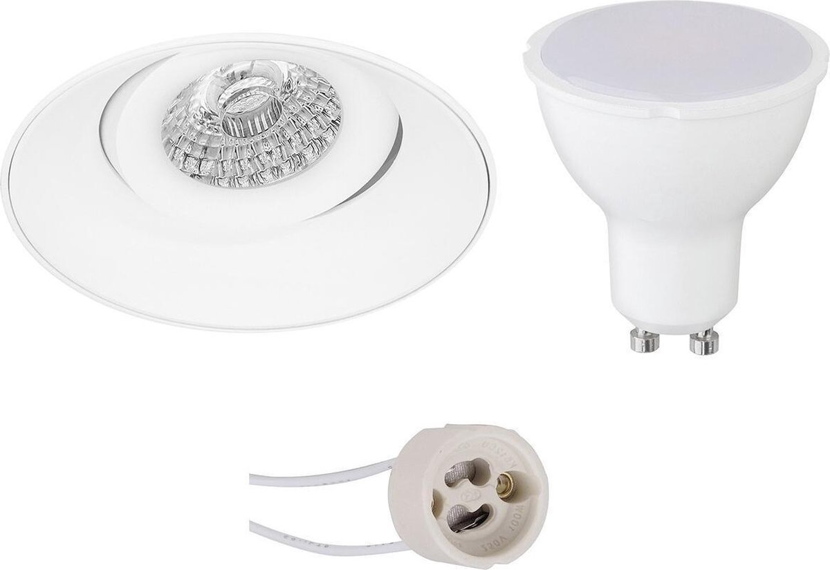 BES LED Led Spot Set - Pragmi Nivas Pro - Gu10 Fitting - Dimbaar - Inbouw Rond - Mat - 6w - Warm 3000k - Trimless - - Wit