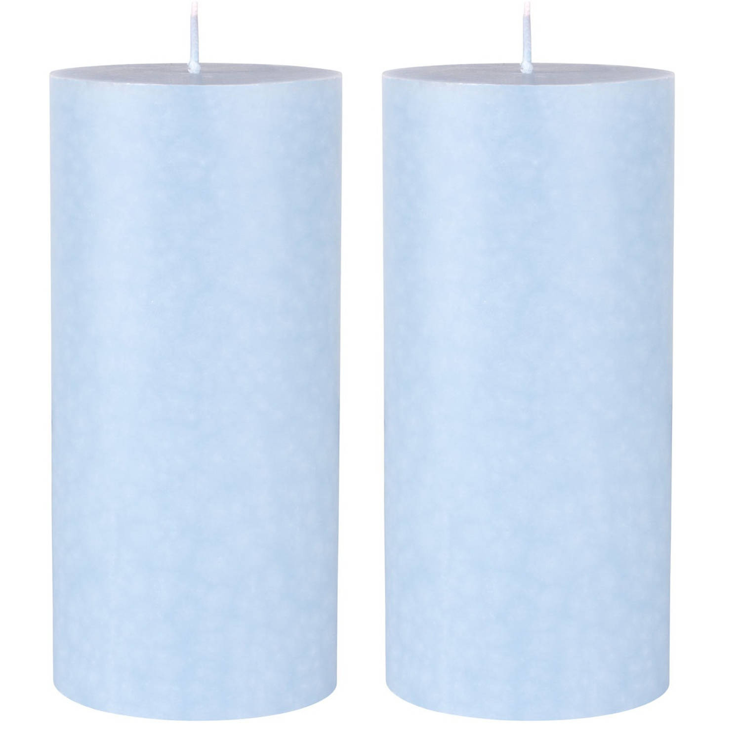 Duni 2x Stuks Lichte Cilinderkaarsen/stompkaarsen 15 X 7 Cm 50 Branduren - Geurloze Kaarsen Licht - Blauw