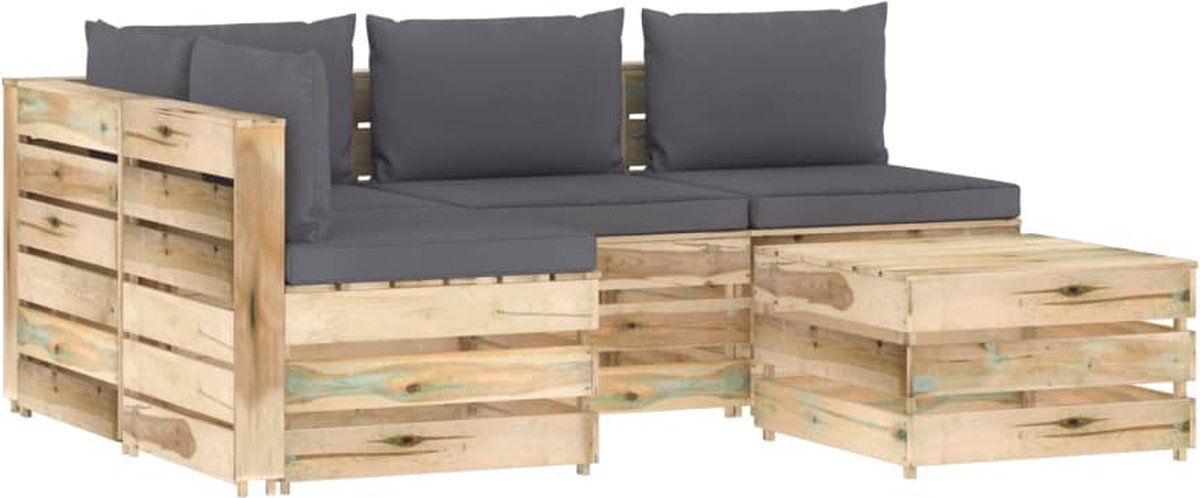 Vidaxl 5-delige Loungeset Met Kussens Geïmpregneerd Hout - Groen