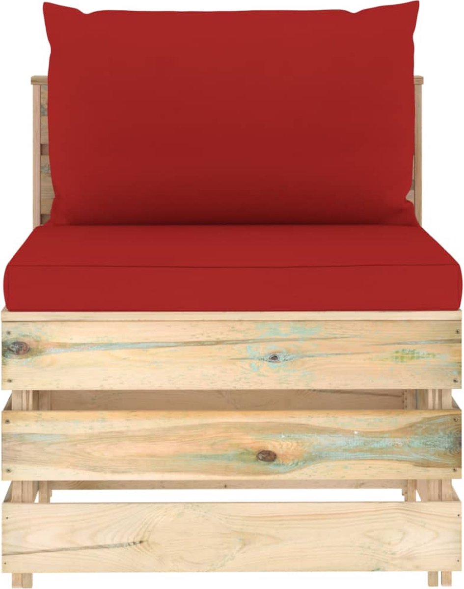 Vidaxl 5-delige Loungeset Met Kussens Geïmpregneerd Hout - Rood