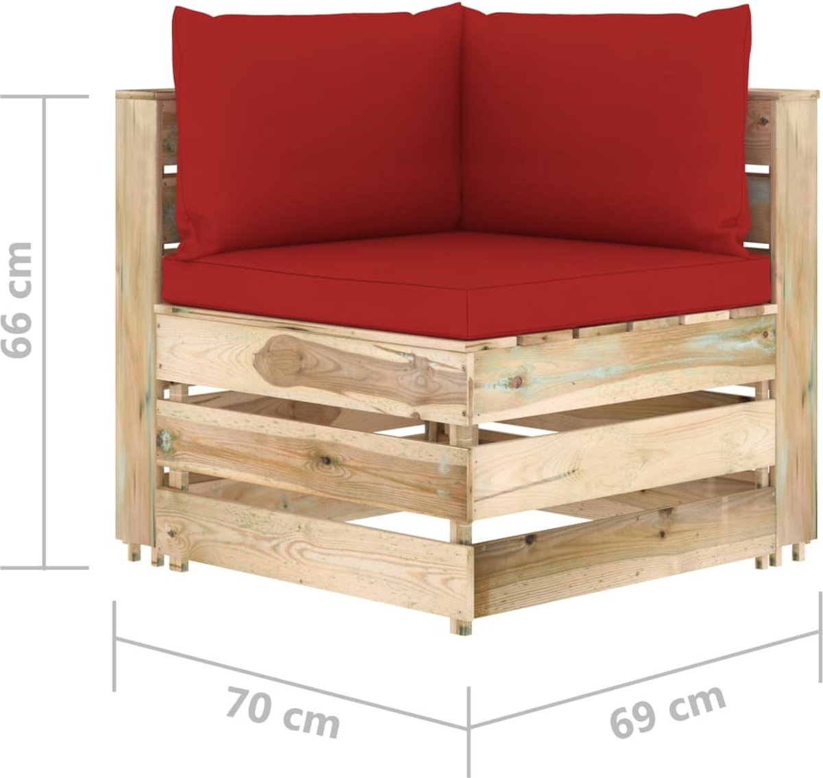 Vidaxl 5-delige Loungeset Met Kussens Geïmpregneerd Hout - Rood