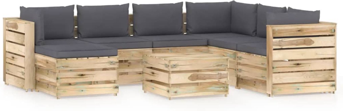 Vidaxl 8-delige Loungeset Met Kussens Geïmpregneerd Hout - Groen