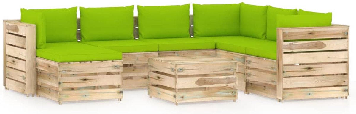 Vidaxl 8-delige Loungeset Met Kussens Geïmpregneerd Hout - Groen