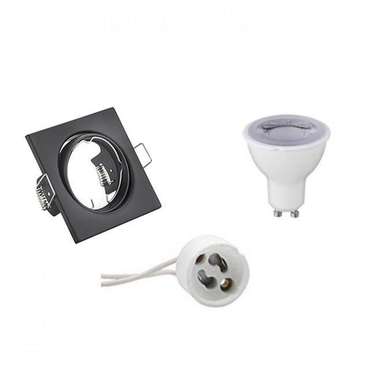 BES LED Led Spot Set - Trion - Gu10 Fitting - Dimbaar - Inbouw Vierkant - Mat - 6w - Warm Wit 3000k - Kantelbaar 80mm - Zwart