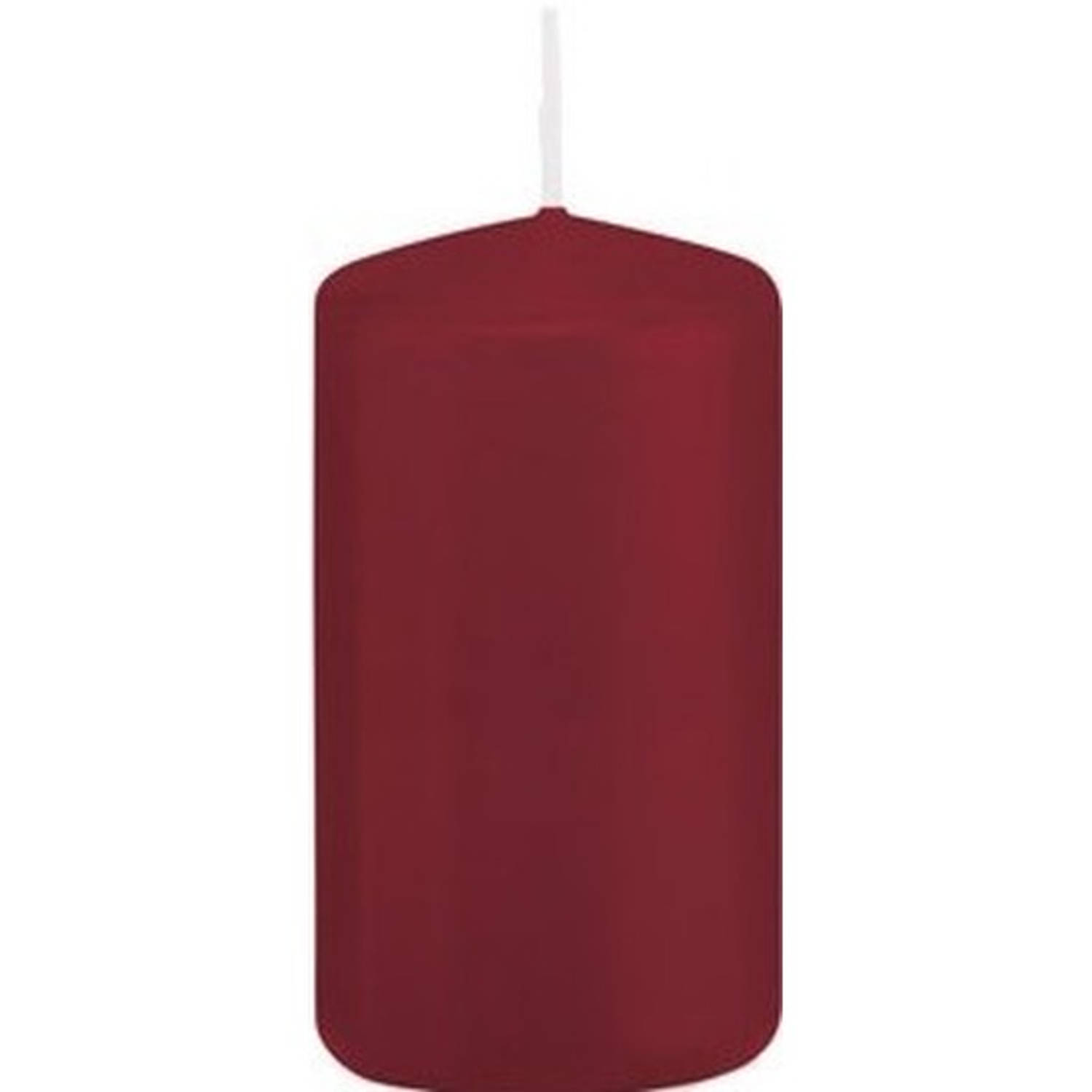 Trend Candles 1x Bordeauxrode Cilinderkaars/stompkaars 5 X 10 Cm 23 Branduren - Geurloze Kaarsen - Woondecoraties - Rood