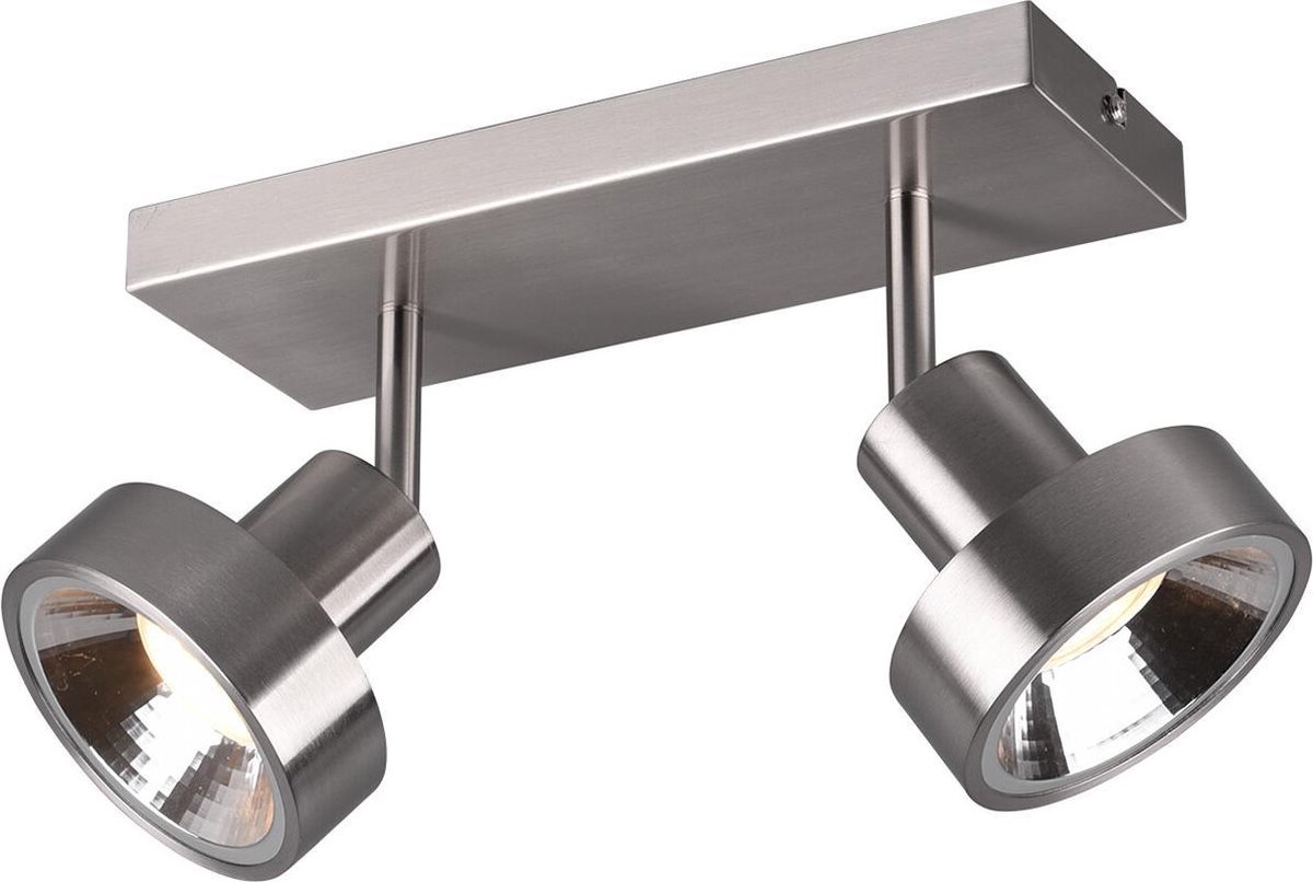 BES LED Led Plafondspot - Trion Leonida - Gu10 Fitting - 2-lichts - Rechthoek - Mat Nikkel - Aluminium