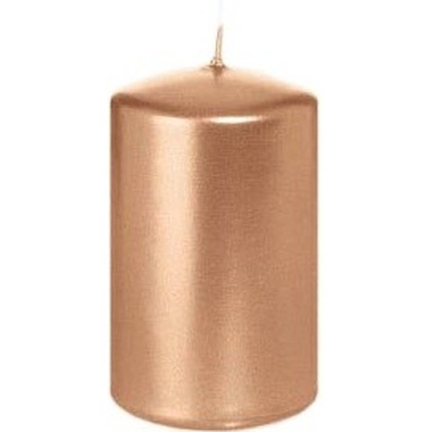 Trend Candles 1x Roseen Cilinderkaars/stompkaars 5 X 8 Cm 18 Branduren - Geurloze Rosekleurige Kaarsen - Woondecoraties - Rose Goud
