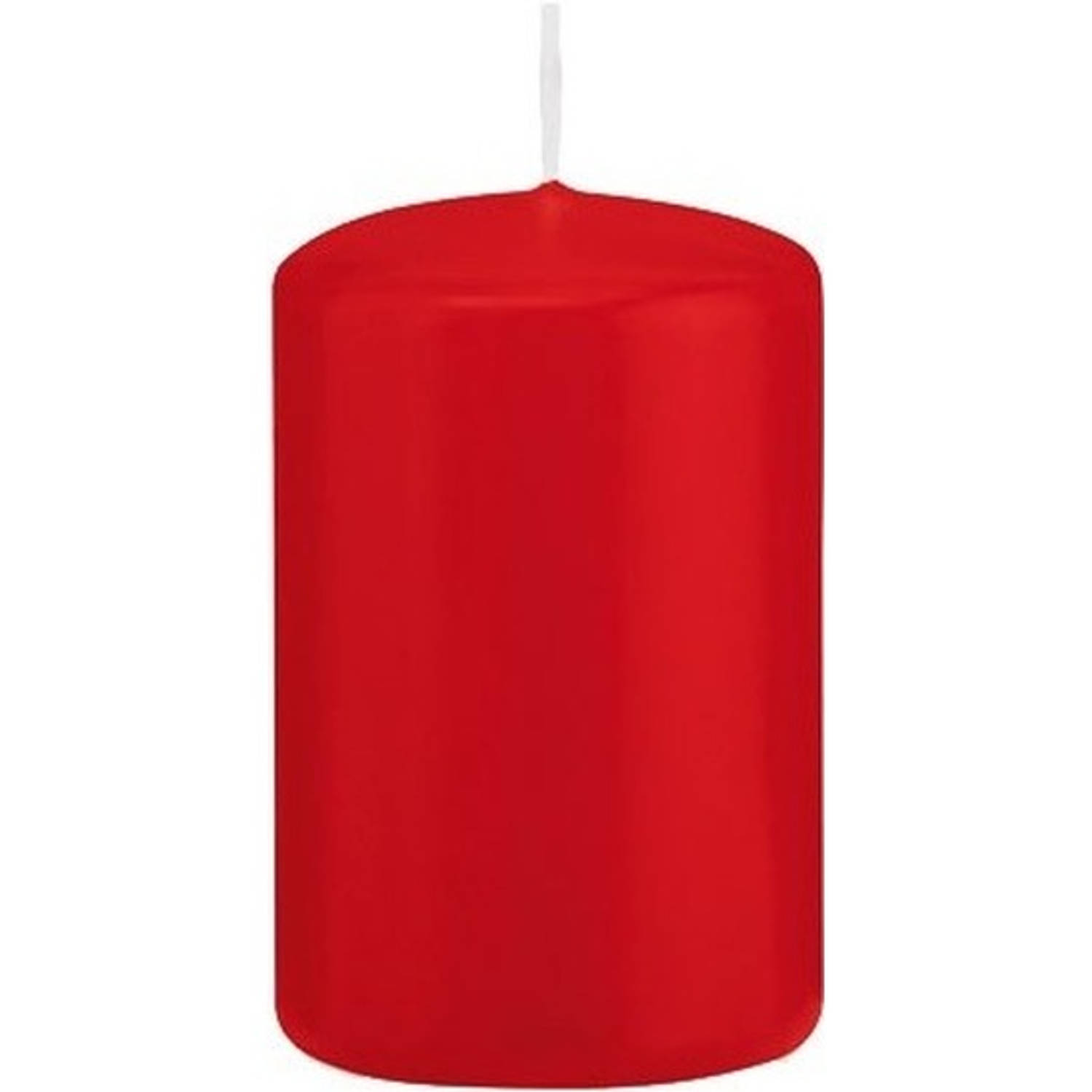 Trend Candles 1x Stuks Rode Cilinderkaars/stompkaars 5 X 8 Cm 18 Branduren - Geurloze Kaarsen - Woondecoraties - Rood