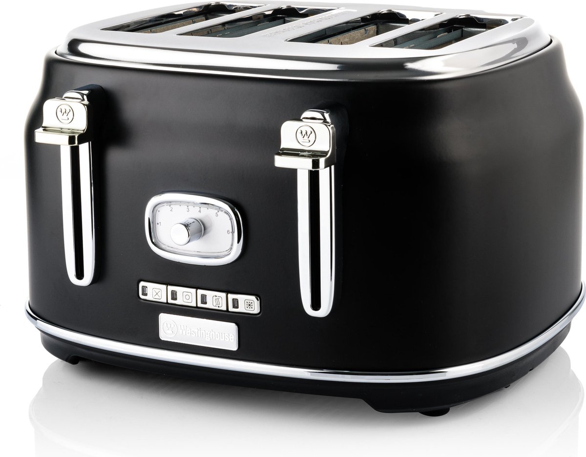 Westinghouse Retro Broodrooster - 4 Slice Toaster - - Zwart