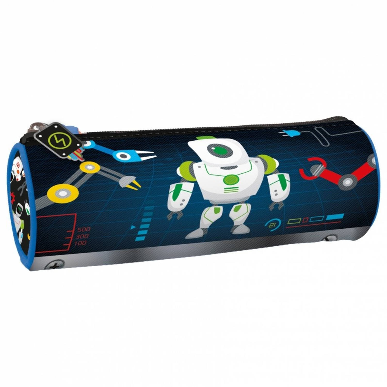 Robot Etui Rond - 21 X 7 Cm - Multi - Blauw