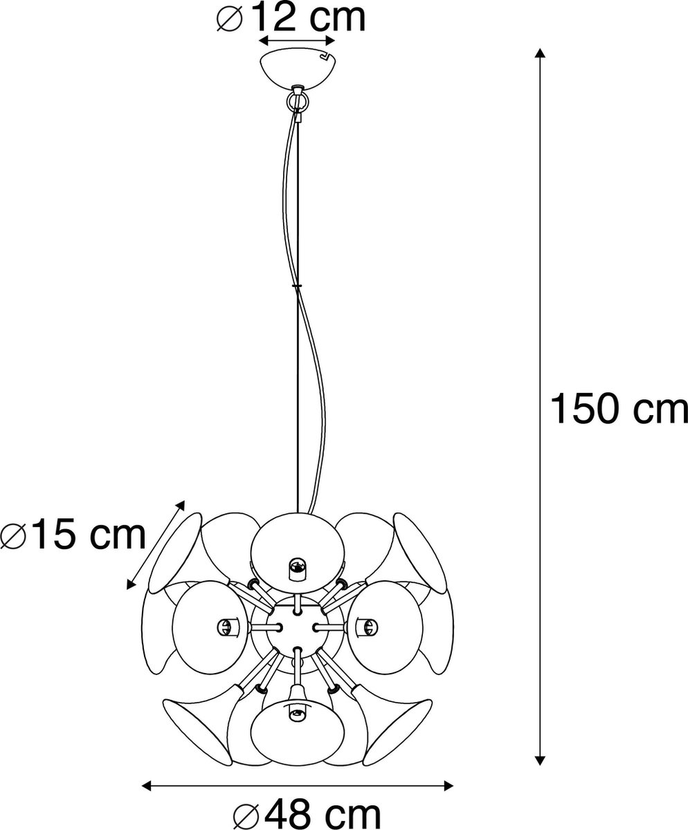 TRIO Hanglamp Orchestra 150 X 48 Cm E14 Staal Mat - Zwart