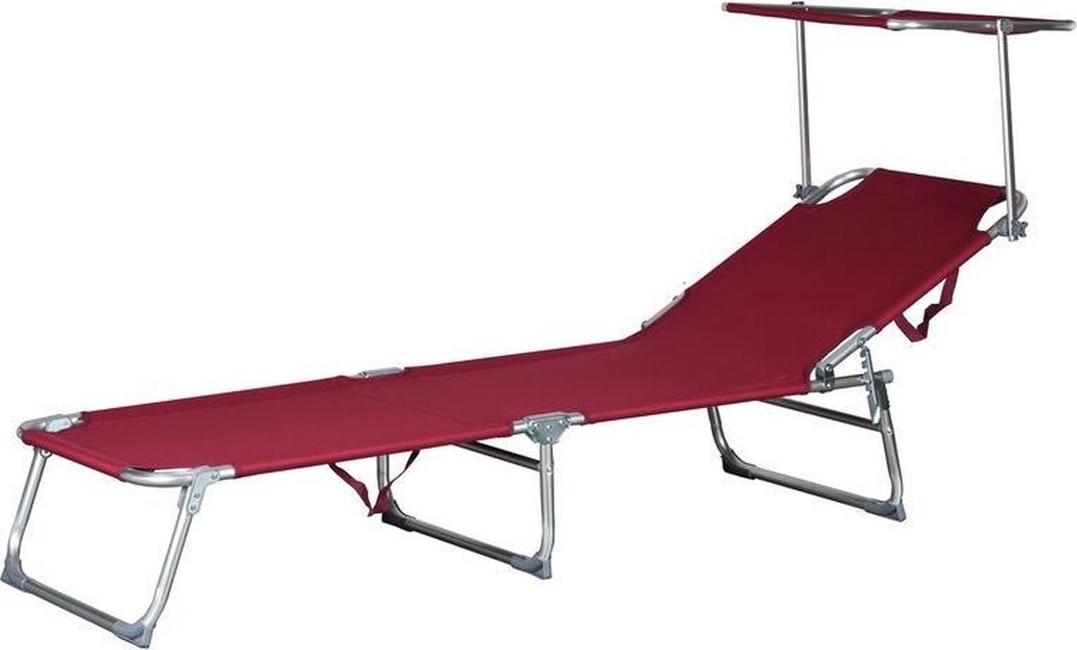 4Goodz Comfortabel Aluminium Ligbed Met Zonnendak 190x57 Cm - Bordeaux - Rood