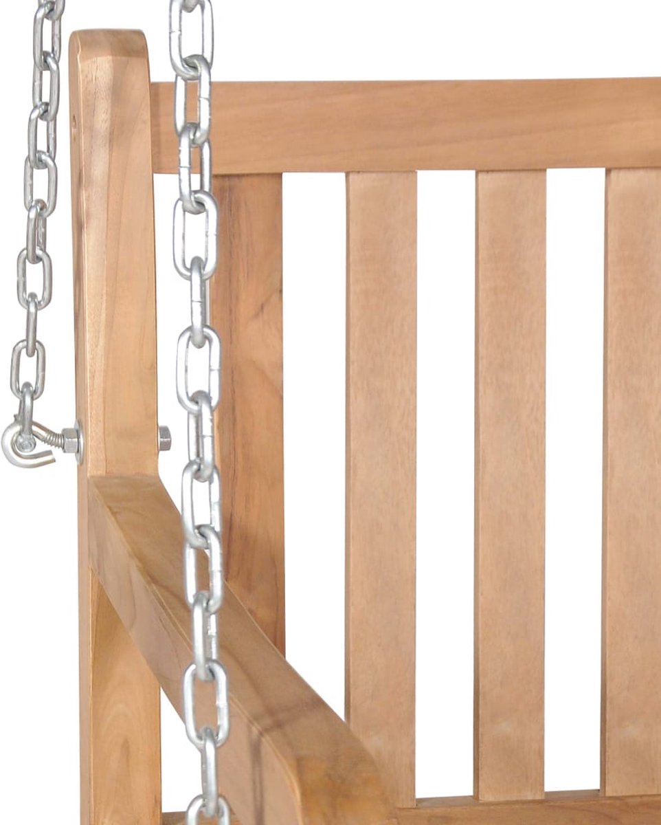 Vidaxl Schommelbank Met Taupe Kussen 120 Cm Massief Teakhout - Bruin
