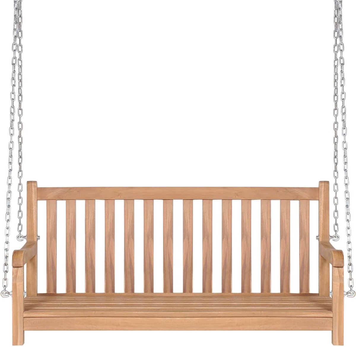 Vidaxl Schommelbank Met Taupe Kussen 120 Cm Massief Teakhout - Bruin