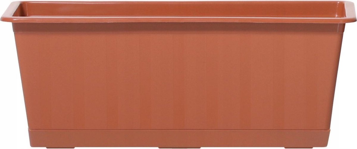 2x Kunststof Agro Plantenbakken/bloembakken Terracotta 9 Liter Met Ophangbeugels - Balkonbakken - Bruin