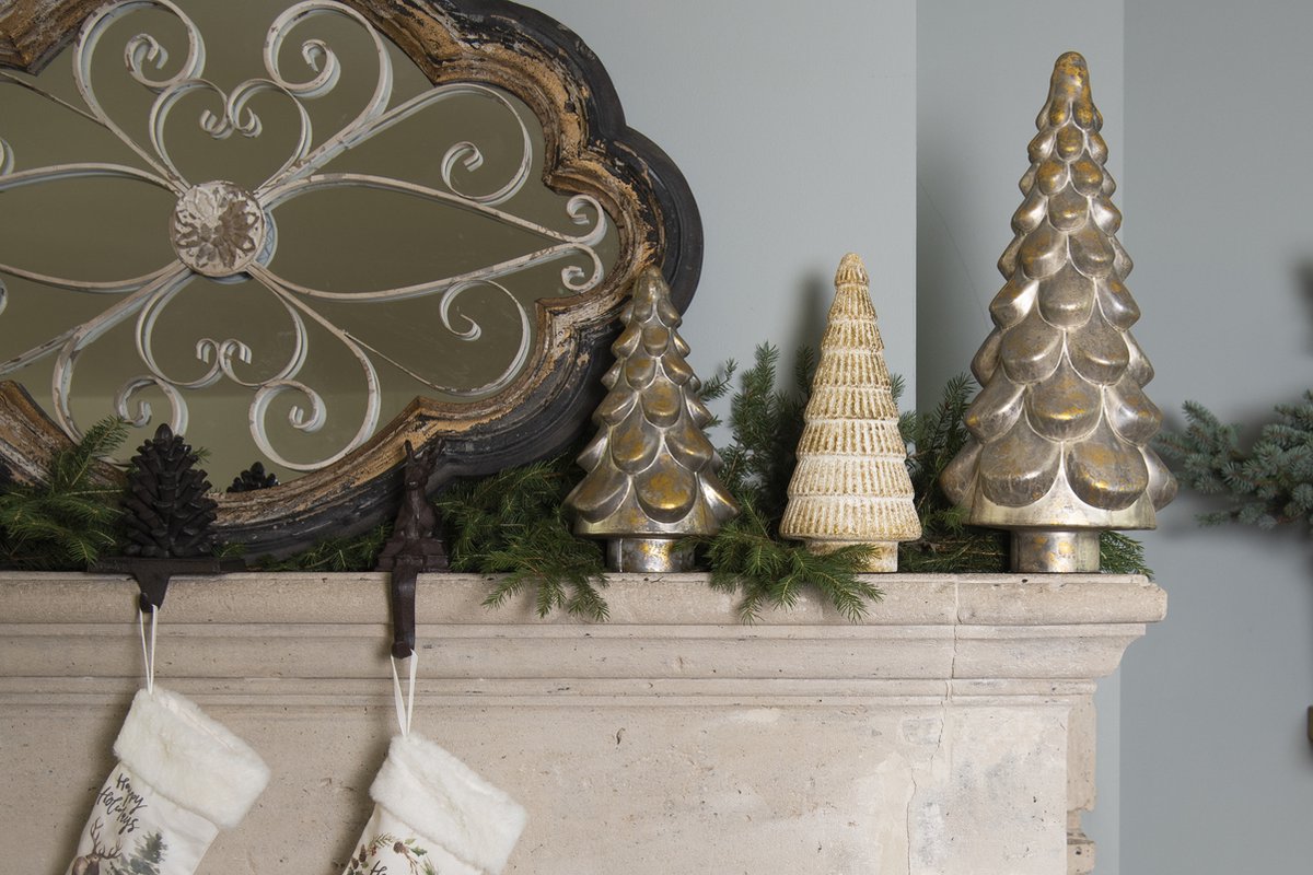 Clayre & Eef Decoratie Kerstboom Ø 24x51cm - Goud