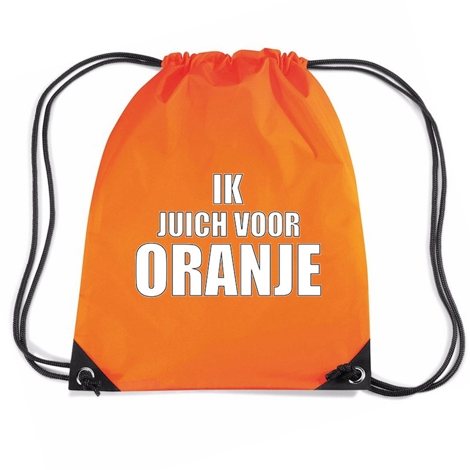 Bellatio Decorations Ik Juich Voor Rugzakje - Nylon Sporttas Met Rijgkoord - Ek/ Wk Voetbal / Koningsdag - Oranje