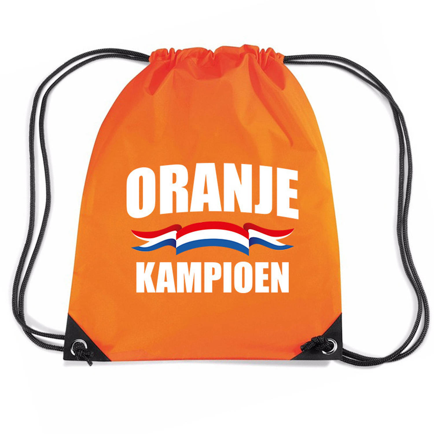 Bellatio Decorations Kampioen Rugzakje - Nylon Sporttas Met Rijgkoord - Nederland Supporter - Ek/ Wk Voetbal / Koningsdag - Oranje