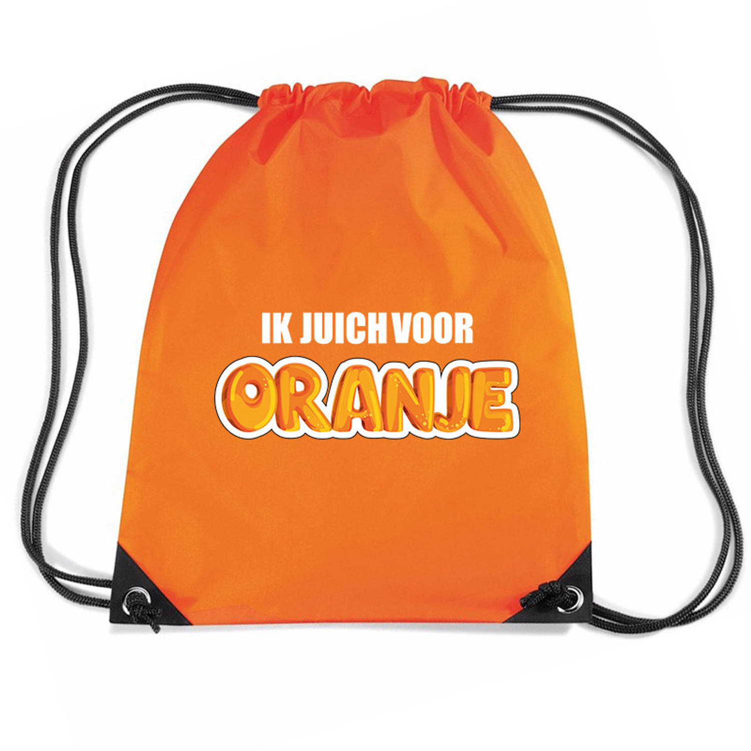 Bellatio Decorations Ik Juich Voor Rugzakje - Nylon Sporttas Met Rijgkoord - Ek/ Wk Voetbal / Koningsdag - Oranje