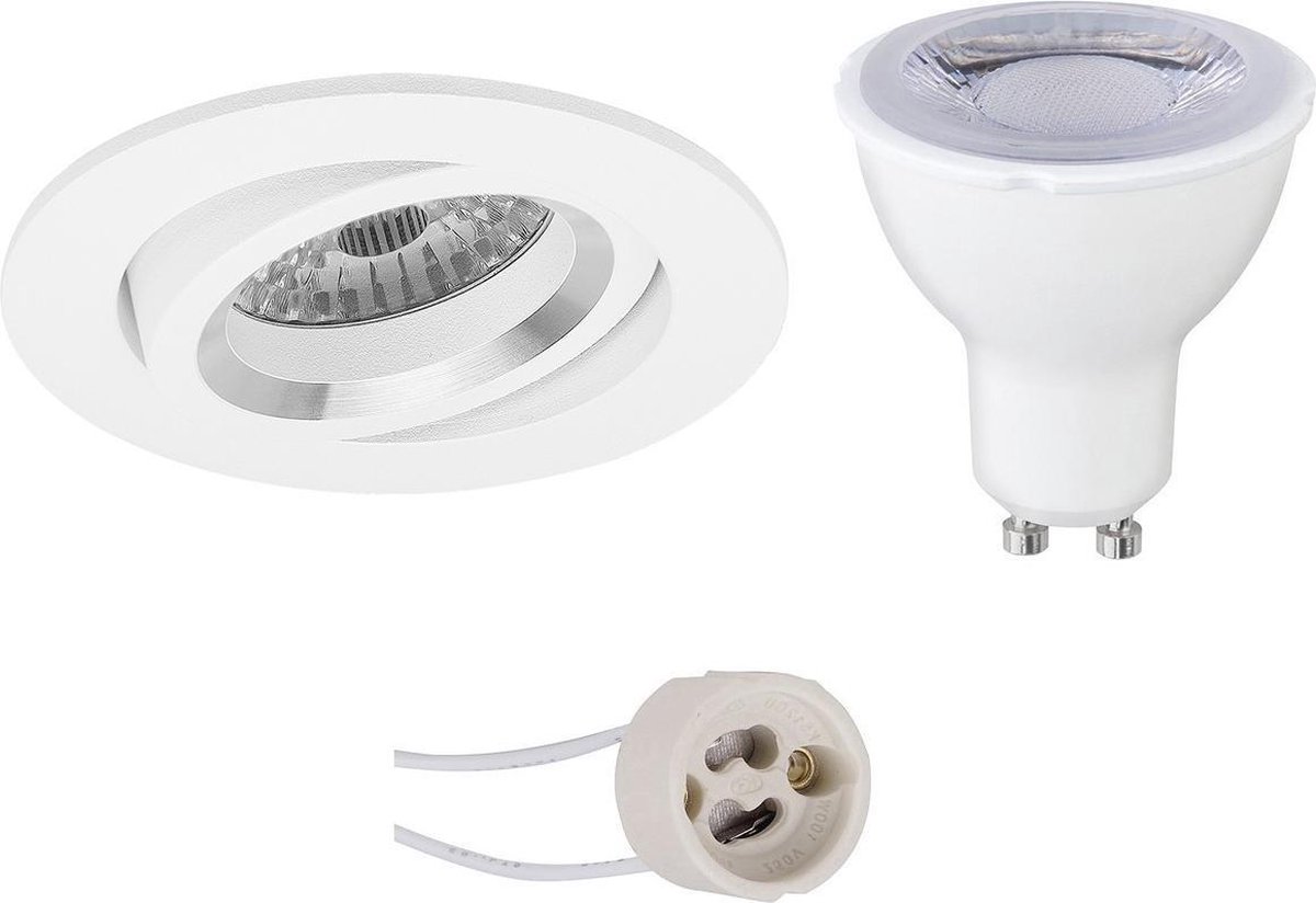 BES LED Led Spot Set - Pragmi Aerony Pro - Gu10 Fitting - Dimbaar - Inbouw Rond - Mat - 6w - Helder/koud 6400k - - Wit